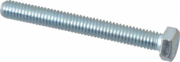 Made in USA - 5/16-18 UNC, 2-3/4" Length Under Head Hex Head Cap Screw - Fully Threaded, Grade 5 Steel, Zinc-Plated Finish, 1/2" Hex - Apex Tool & Supply