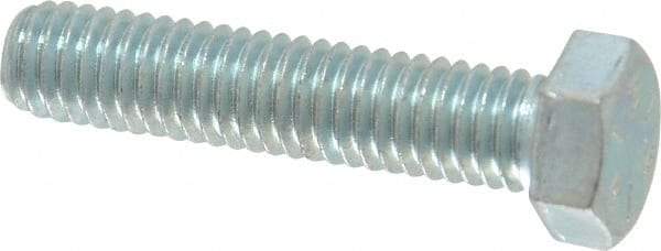 Made in USA - 3/8-16 UNC, 1-3/4" Length Under Head Hex Head Cap Screw - Fully Threaded, Grade 5 Steel, Zinc-Plated Finish, 9/16" Hex - Apex Tool & Supply