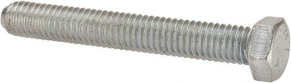 Made in USA - 3/8-16 UNC, 2-3/4" Length Under Head Hex Head Cap Screw - Fully Threaded, Grade 5 Steel, Zinc-Plated Finish, 9/16" Hex - Apex Tool & Supply