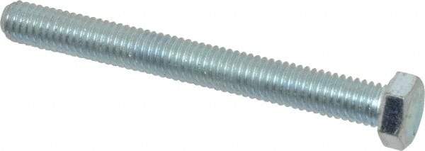 Made in USA - 3/8-16 UNC, 3-1/2" Length Under Head Hex Head Cap Screw - Fully Threaded, Grade 5 Steel, Zinc-Plated Finish, 9/16" Hex - Apex Tool & Supply