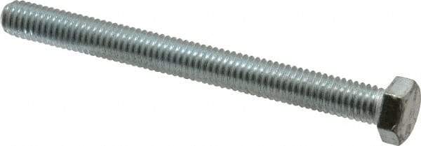 Made in USA - 3/8-16 UNC, 4" Length Under Head Hex Head Cap Screw - Fully Threaded, Grade 5 Steel, Zinc-Plated Finish, 9/16" Hex - Apex Tool & Supply