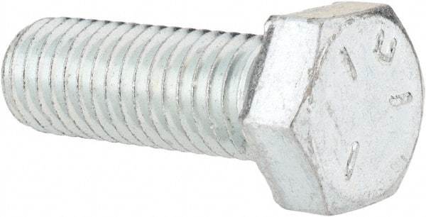 Made in USA - 1/2-13 UNC, 1-1/2" Length Under Head Hex Head Cap Screw - Fully Threaded, Grade 5 Steel, Zinc-Plated Finish, 3/4" Hex - Apex Tool & Supply