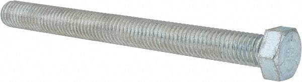 Made in USA - 1/2-13 UNC, 5-1/2" Length Under Head Hex Head Cap Screw - Fully Threaded, Grade 5 Steel, Zinc-Plated Finish, 3/4" Hex - Apex Tool & Supply