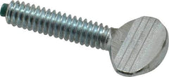 Made in USA - 1/4-20 Oval Dog Point Tip Grade 2 Steel Thumb Screw - 0.55" Head Height, Zinc-Plated Finish - Apex Tool & Supply