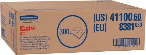 WypAll - X70 Dry Shop Towel/Industrial Wipes - 16-5/8" x 15" Sheet Size, White - Apex Tool & Supply