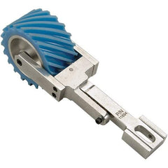 Dynabrade - 2" Wide Air Handheld Belt Sander Contact Arm & Wheel Assembly - 34" Belt Length x 2" Belt Width, Serrated, Urethane, 80" Contact Wheel Diam - Apex Tool & Supply