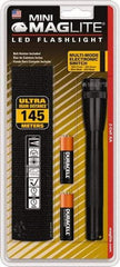 Mag-Lite - White LED Bulb, 97 Lumens, Mini Flashlight - Black Aluminum Body, 2 AA Alkaline Batteries Included - Apex Tool & Supply