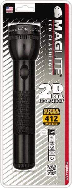 Mag-Lite - White LED Bulb, 168 Lumens, Industrial/Tactical Flashlight - Black Aluminum Body, 2 D Batteries Not Included - Apex Tool & Supply