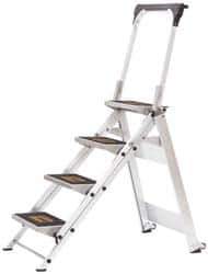 Little Giant Ladder - 4 Steps, 3' High, Type IA Rating, Aluminum Step Ladder - 300 Lb Capacity, 22-1/2" Base Width - Apex Tool & Supply