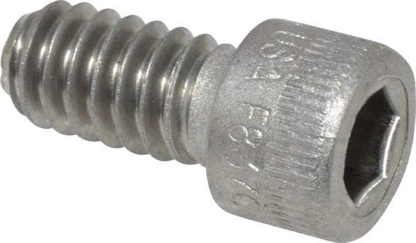 Holo-Krome - 1/4-20 UNC Hex Socket Drive, Socket Cap Screw - Grade 18-8 Stainless Steel, Uncoated, Fully Threaded, 1/2" Length Under Head - Apex Tool & Supply