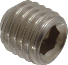 Value Collection - 1/4-28 UNF, 1/4" OAL, Cup Point Set Screw - Grade 18-8 Stainless Steel, 1/8" Key - Apex Tool & Supply
