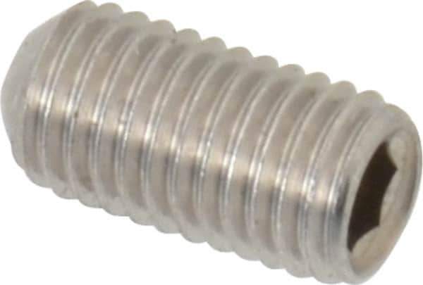 Value Collection - 1/4-28 UNF, 1/2" OAL, Cup Point Set Screw - Grade 18-8 Stainless Steel, 1/8" Key - Apex Tool & Supply