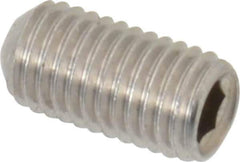 Value Collection - 1/4-28 UNF, 1/2" OAL, Cup Point Set Screw - Grade 18-8 Stainless Steel, 1/8" Key - Apex Tool & Supply