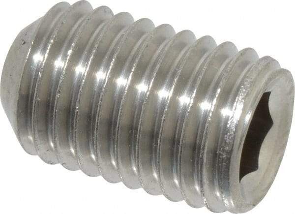 Value Collection - 5/16-24 UNF, 1/2" OAL, Cup Point Set Screw - Grade 18-8 Stainless Steel, 5/32" Key - Apex Tool & Supply