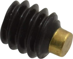 Made in USA - 1/4-20 UNC, 1/4" Length of Thread, Soft Tip Point Set Screw - Grade 8 Alloy Steel - Apex Tool & Supply