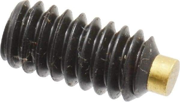 Made in USA - 1/4-20 UNC, 1/2" Length of Thread, Soft Tip Point Set Screw - Grade 8 Alloy Steel - Apex Tool & Supply