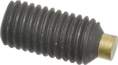 Made in USA - 1/4-28 UNF, 1/2" Length of Thread, Soft Tip Point Set Screw - Grade 8 Alloy Steel - Apex Tool & Supply