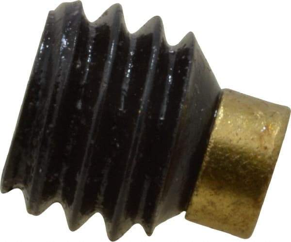 Made in USA - 5/16-18 UNC, 1/4" Length of Thread, Soft Tip Point Set Screw - Grade 8 Alloy Steel - Apex Tool & Supply