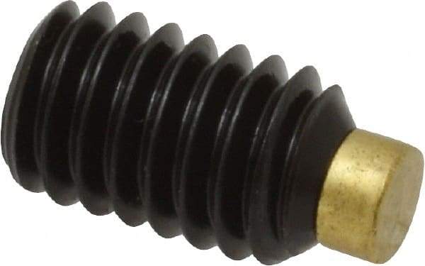 Made in USA - 5/16-18 UNC, 1/2" Length of Thread, Soft Tip Point Set Screw - Grade 8 Alloy Steel - Apex Tool & Supply
