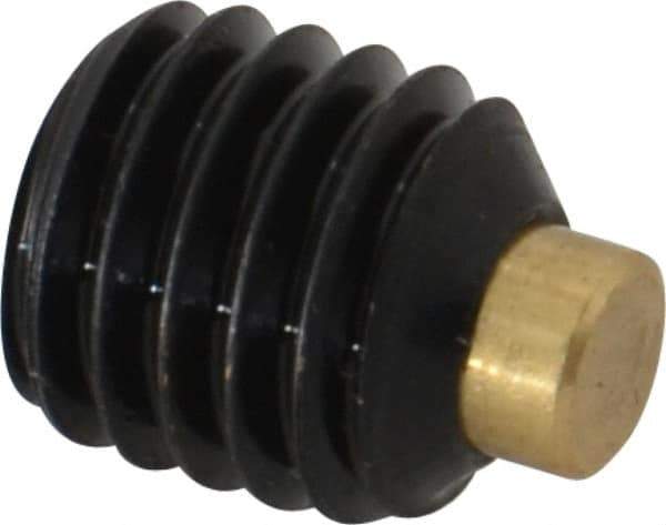 Made in USA - 1/2-13 UNC, 1/2" Length of Thread, Soft Tip Point Set Screw - Grade 8 Alloy Steel - Apex Tool & Supply