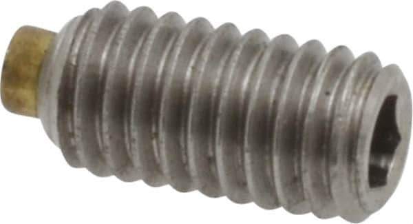 Made in USA - #10-32 UNF, 3/8" Length of Thread, Soft Tip Point Set Screw - Grade 18-8 Stainless Steel - Apex Tool & Supply