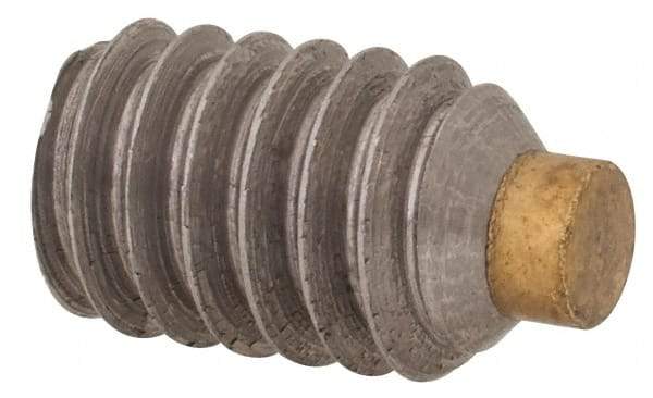 Made in USA - 1/4-20 UNC, 3/8" Length of Thread, Soft Tip Point Set Screw - Grade 18-8 Stainless Steel - Apex Tool & Supply
