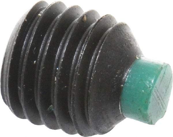 Made in USA - 1/4-28 UNF, 1/4" Length of Thread, Soft Tip Point Set Screw - Grade 8 Alloy Steel - Apex Tool & Supply