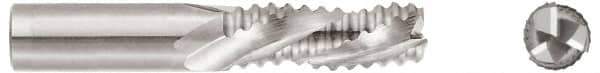 Niagara Cutter - 1" Diam, Coarse Pitch, 2" LOC, 3 Flute Solid Carbide Corner Chamfer Roughing End Mill - TiCN Finish, 4" OAL, 1" Shank Diam, Single End, Centercutting, 30° Helix - Apex Tool & Supply