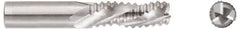 Niagara Cutter - 1" Diam, Coarse Pitch, 2" LOC, 3 Flute Solid Carbide Corner Chamfer Roughing End Mill - TiCN Finish, 4" OAL, 1" Shank Diam, Single End, Centercutting, 30° Helix - Apex Tool & Supply