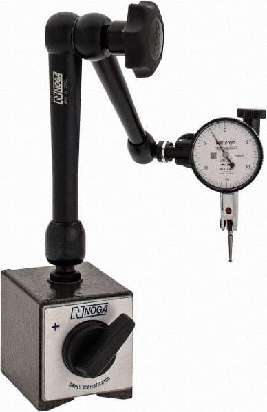 Mitutoyo - 0.0005" Graduation, 0-15-0 Dial Reading, Indicator & Base Kit - 0.0005 Inch Graduation, Includes Standard Magnetic Base, Test Indicator - Apex Tool & Supply
