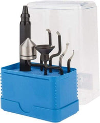 Noga - 7 Piece High Speed Steel Blade Hand Deburring Tool Set - S100, S150;RD16.5, EX18;O-Ring;TC Blades, For Holes, Straight Edge, Curved Edge, Internal Thread, Key Seat/Way, Small Ridges, Bushing Scraping, External Shaft - Apex Tool & Supply
