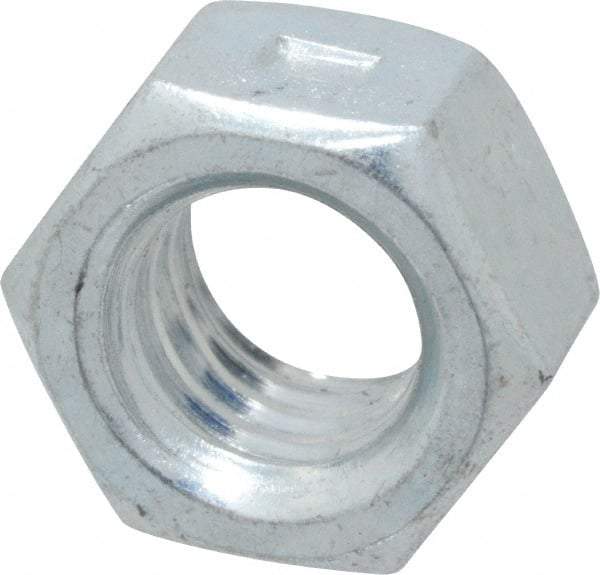 Value Collection - 3/8-16 UNC Grade 2 Two Way Lock Nut with Distorted Thread - 9/16" Width Across Flats, 21/64" High, Zinc-Plated Finish - Apex Tool & Supply