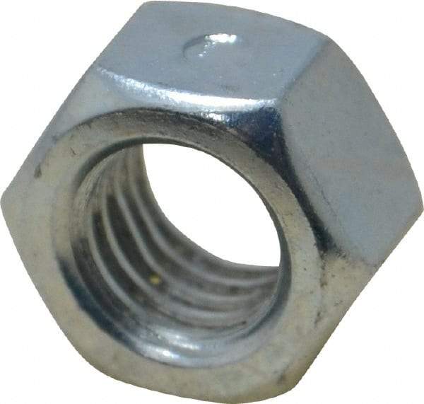 Value Collection - 1/2-13 UNC Grade 2 Two Way Lock Nut with Distorted Thread - 3/4" Width Across Flats, 7/16" High, Zinc-Plated Finish - Apex Tool & Supply