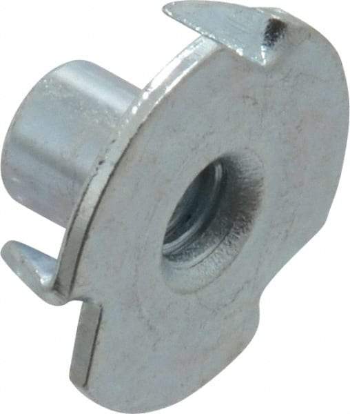 Value Collection - #8-32 Zinc-Plated Steel Standard Tee Nut - 1/4" Barrel Length, 5/8" Flange Diam, 3 Prongs - Apex Tool & Supply