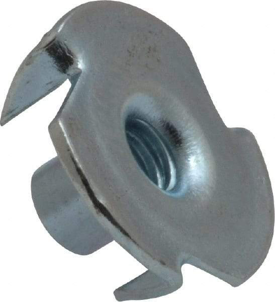Value Collection - #10-24 Zinc-Plated Steel Standard Tee Nut - 5/16" Barrel Length, 3/4" Flange Diam, 3 Prongs - Apex Tool & Supply