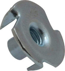 Value Collection - #10-24 Zinc-Plated Steel Standard Tee Nut - 5/16" Barrel Length, 3/4" Flange Diam, 3 Prongs - Apex Tool & Supply
