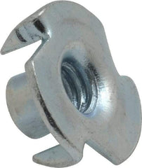 Value Collection - 1/4-20 Zinc-Plated Steel Standard Tee Nut - 5/16" Barrel Length, 3/4" Flange Diam, 3 Prongs - Apex Tool & Supply
