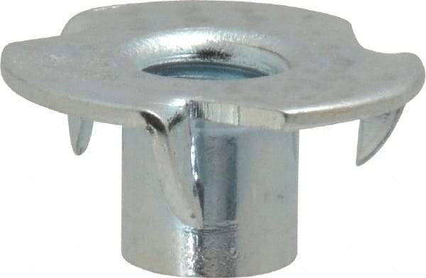 Value Collection - 5/16-18 Zinc-Plated Steel Standard Tee Nut - 3/8" Barrel Length, 7/8" Flange Diam, 3 Prongs - Apex Tool & Supply