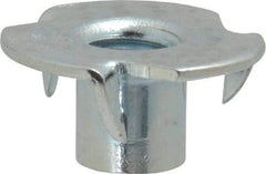 Value Collection - 5/16-18 Zinc-Plated Steel Standard Tee Nut - 3/8" Barrel Length, 7/8" Flange Diam, 3 Prongs - Apex Tool & Supply