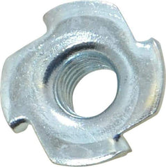 Value Collection - 3/8-16 Zinc-Plated Steel Standard Tee Nut - 7/16" Barrel Length, 1" Flange Diam, 3 Prongs - Apex Tool & Supply