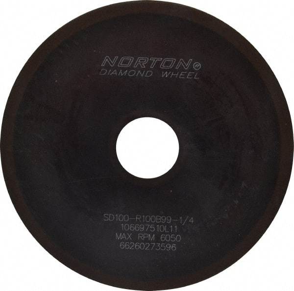 Norton - 6" Diam x 1-1/4" Hole x 1/16" Thick, 100 Grit Surface Grinding Wheel - Diamond, Type 1A1, Fine Grade, Resinoid Bond - Apex Tool & Supply