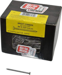 Value Collection - 8D, 10 Gauge, 2-1/2" OAL Common Nails - Ring Shank, Grade 2 Steel, Bright Finish - Apex Tool & Supply