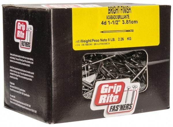 Value Collection - 4D, 15 Gauge, 1-1/2" OAL Finishing Nails - Smooth Shank, Grade 2 Steel, Bright Finish - Apex Tool & Supply