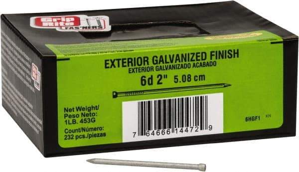 Value Collection - 6D, 13 Gauge, 2" OAL Finishing Nails - Smooth Shank, Grade 2 Steel, Galvanized Finish - Apex Tool & Supply