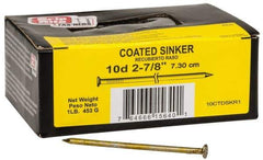 Value Collection - 10D, 11 Gauge, 3" OAL Sinker Nails - Smooth Shank, Grade 2 Steel, Cement Coated Finish - Apex Tool & Supply