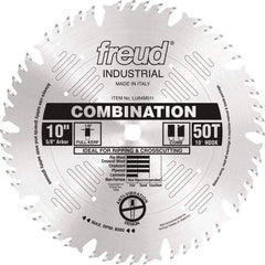 Freud - 10" Diam, 5/8" Arbor Hole Diam, 50 Tooth Wet & Dry Cut Saw Blade - Carbide-Tipped, Standard Round Arbor - Apex Tool & Supply
