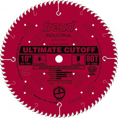 Freud - 10" Diam, 5/8" Arbor Hole Diam, 80 Tooth Wet & Dry Cut Saw Blade - Carbide-Tipped, Standard Round Arbor - Apex Tool & Supply
