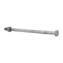 Value Collection - 1/4-20 Thread, 5" Length Under Head, Steel Hex Head Bolt - Hot Dipped Galvanized Coated, 7/16" Hex, UNC Thread, ANSI/ASME B18.2.2 & ASME B18.2.1, Grade 2 - Apex Tool & Supply