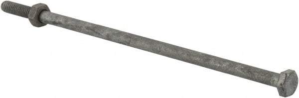 Value Collection - 1/4-20 Thread, 7" Length Under Head, Steel Hex Head Bolt - Hot Dipped Galvanized Coated, 7/16" Hex, ANSI/ASME B18.2.2 & ASME B18.2.1, Grade 2 - Apex Tool & Supply