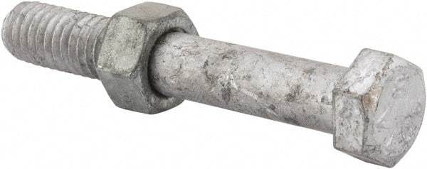 Value Collection - 3/8-16 Thread, 2-1/2" Length Under Head, Steel Hex Head Bolt - Hot Dipped Galvanized Coated, 9/16" Hex, UNC Thread, ANSI/ASME B18.2.2 & ASME B18.2.1, Grade 2 - Apex Tool & Supply